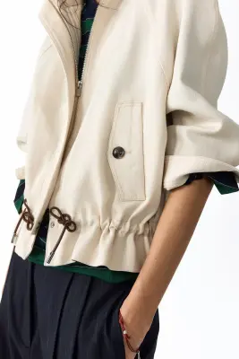 Veste oversize en lin mélangé - Beige clair — photo 1