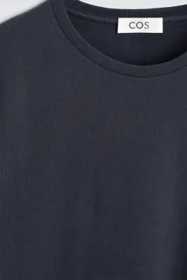 T-SHIRT À COL ROND EN COTON - BLEU MARINE — photo 5