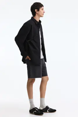 Short baggy court en denim - Noir denim — photo 2