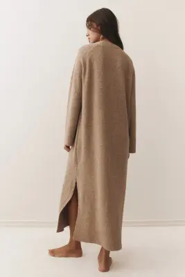 Robe maxi en maille - Beige ancien — photo 4