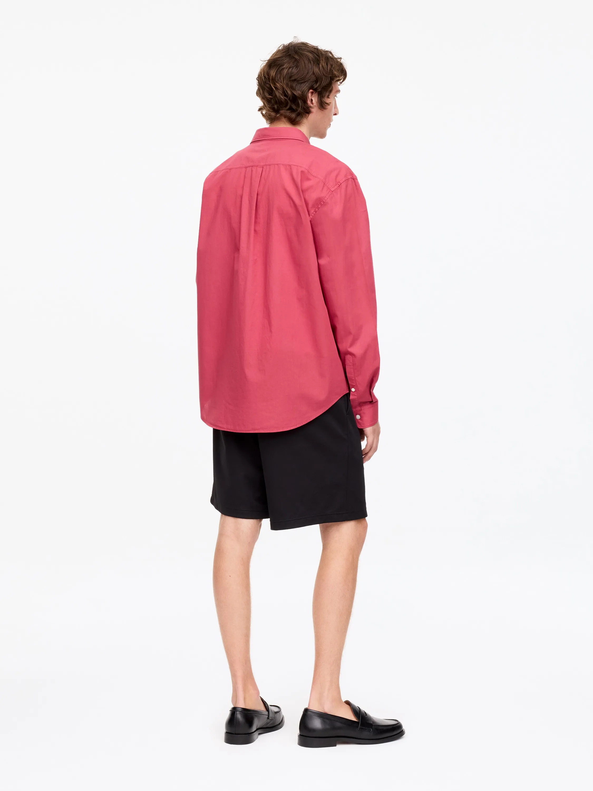Chemise en popeline décontractée - Rouge framboise
