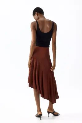 Jupe asymétrique en viscose - Brun rouille — photo 2