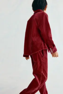 Pantalon en velours de coton côtelé - Rouge — photo 1