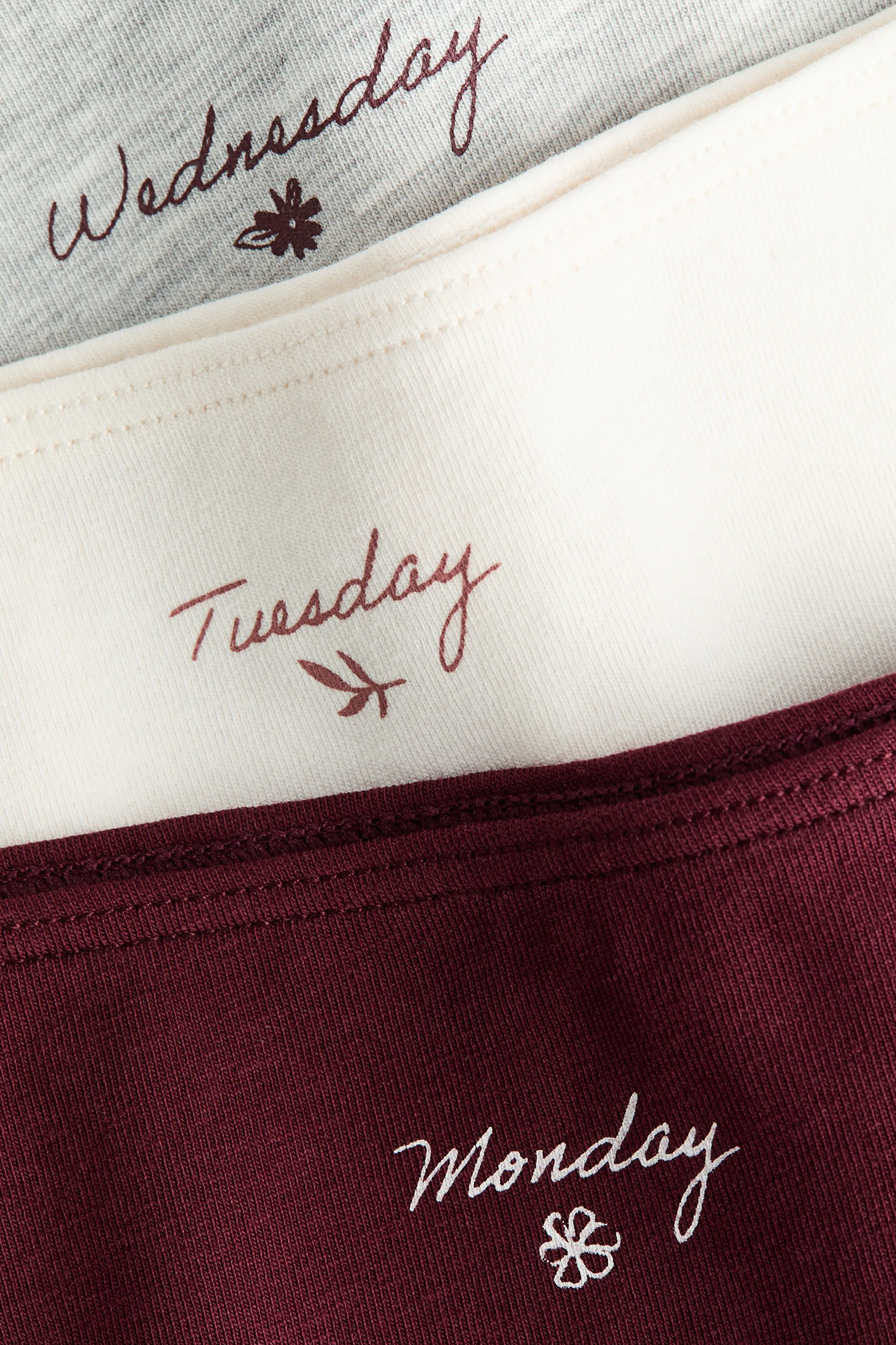 Lot de 7 culottes Hipster - Burgundy/Days of the Week