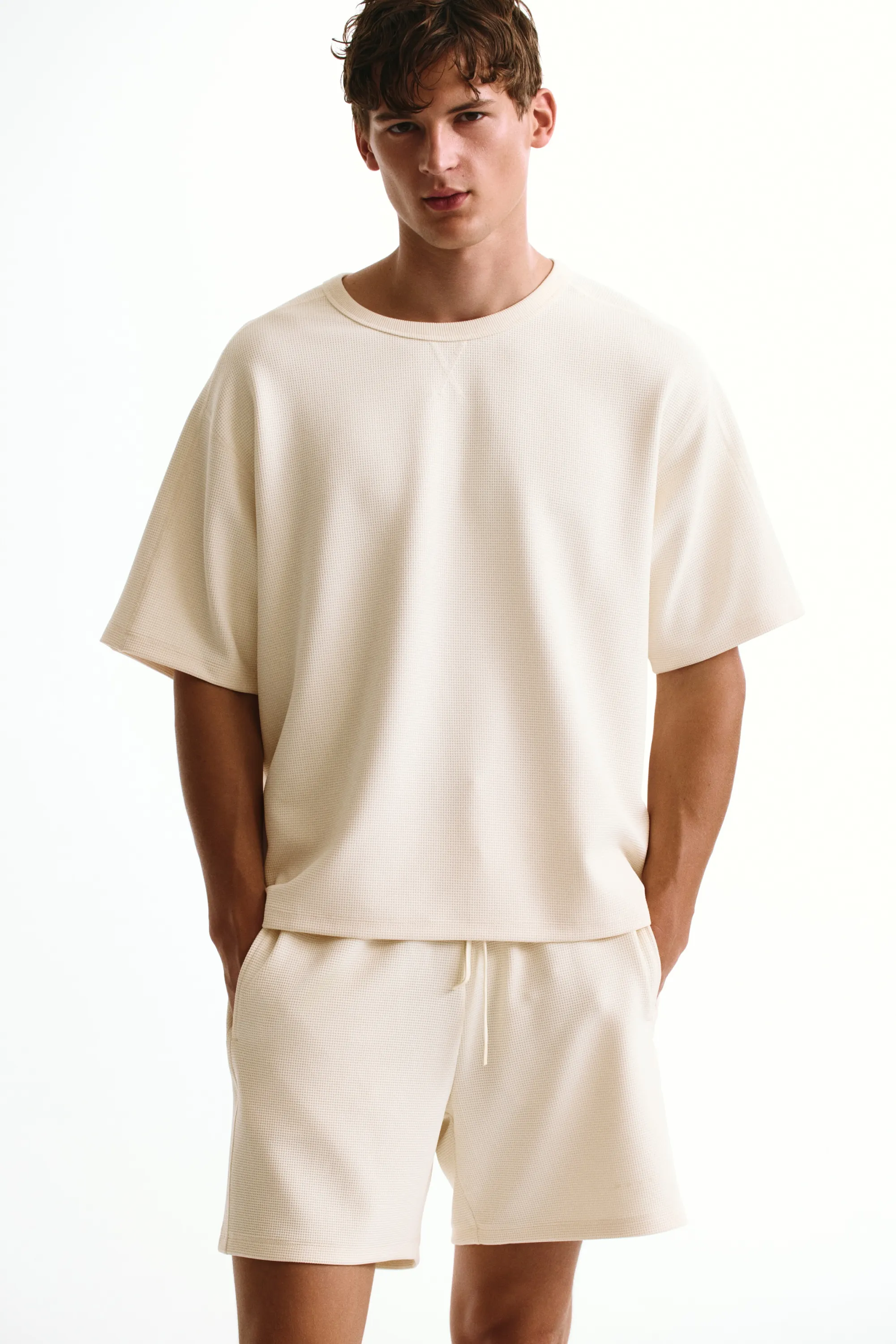 Short de sport gaufré Regular Fit DryMove™ - Écru