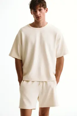 Short de sport gaufré Regular Fit DryMove™ - Écru — photo 1
