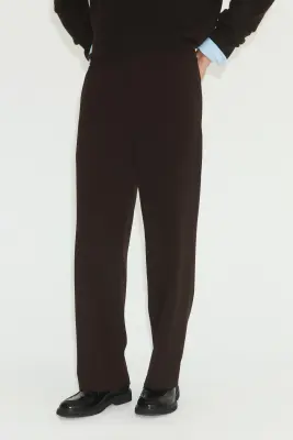 Pantalon large à taille élastique Four-way Stretch - Marron foncé — photo 2