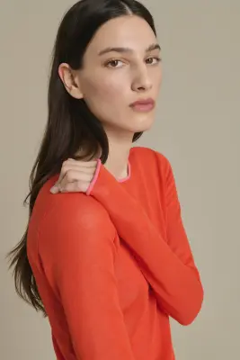 ROBE IRENE MINI ROUGE ORANGÉ — photo 4