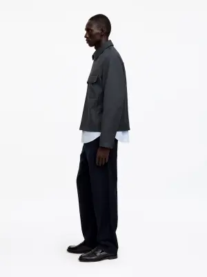 Veste décontractée en laine mélangée - Bleu foncé — photo 3