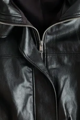 Veste oversize avec base à effet boule - Marron foncé — photo 5