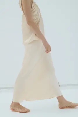Slip skirt en viscose mélangée - Beige clair — photo 3