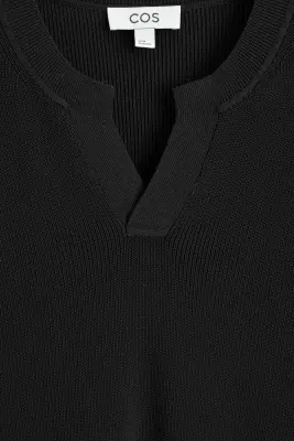 T-SHIRT HENLEY À COL OUVERT - NOIR — photo 5