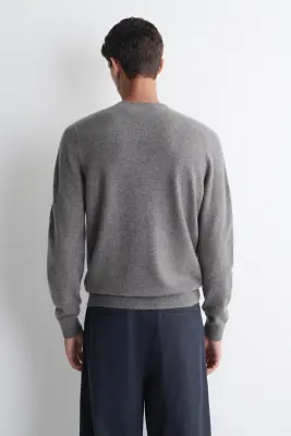 PULL À COL ROND EN CACHEMIRE - GRIS CHINÉ — photo 4