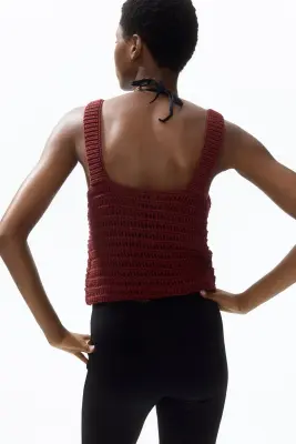 Top façon crochet - Rouge rouille foncé — photo 2