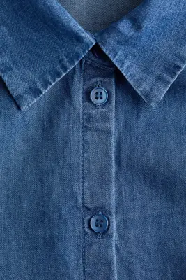 Robe à manches bouffantes avec jupe évasée - Bleu denim — photo 5