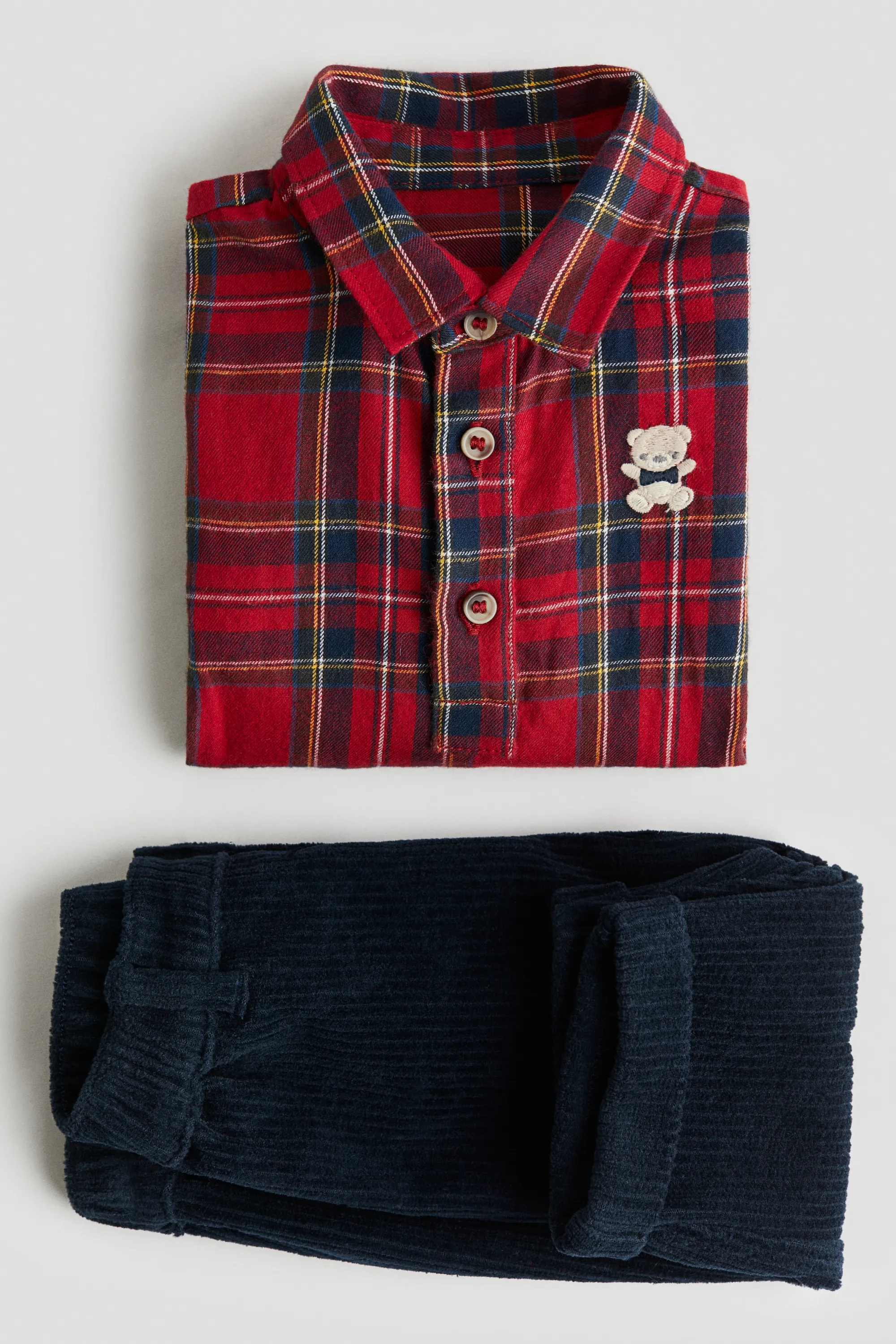 Ensemble 2 pièces avec body et pantalon - Rouge/carreaux