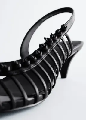 Sandales à brides en cuir - Noir — photo 3