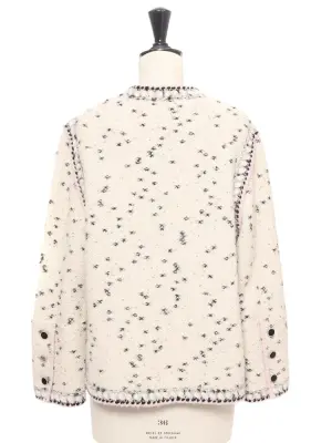 Veste en laine et cachemire blanche noire lilas et dorée Pre-Fall 2021 Prix boutique 3500€ Taille 40 — photo 4