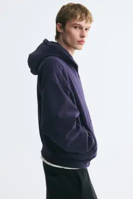 Veste à capuche zippée Oversized Fit - Bleu foncé — photo 3