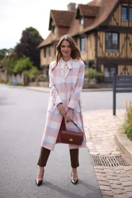 Blaire Wool Coat - Pink plaid — photo 4