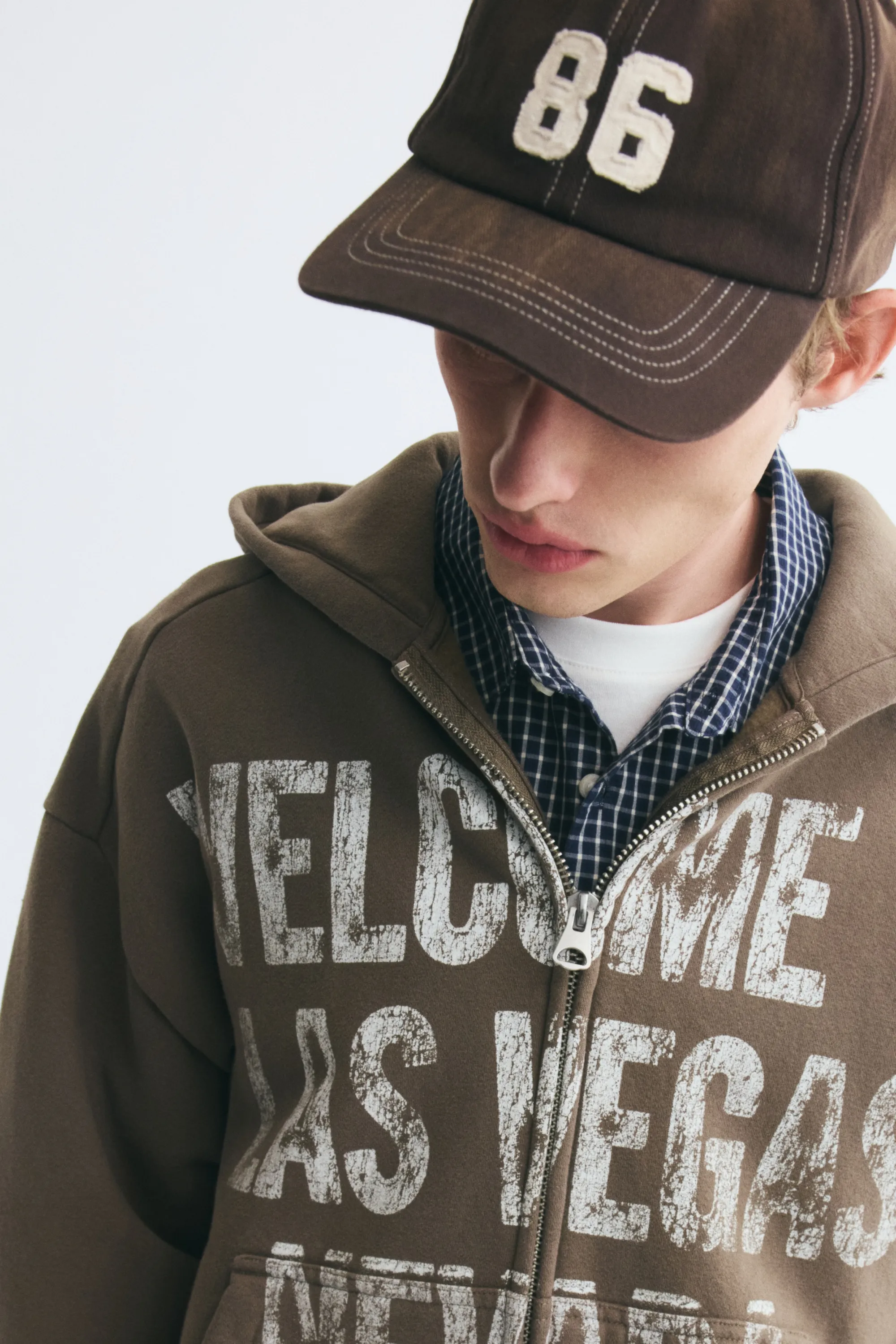 Veste imprimée Oversized Fit avec capuche et zip - Taupe/Las Vegas