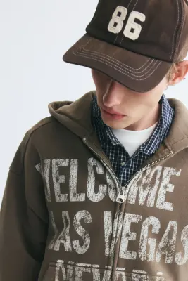 Veste imprimée Oversized Fit avec capuche et zip - Taupe/Las Vegas — photo 1
