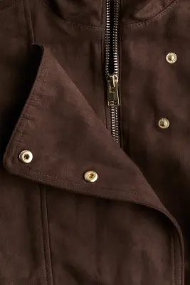 Veste oversize de style motard - Marron foncé — photo 5