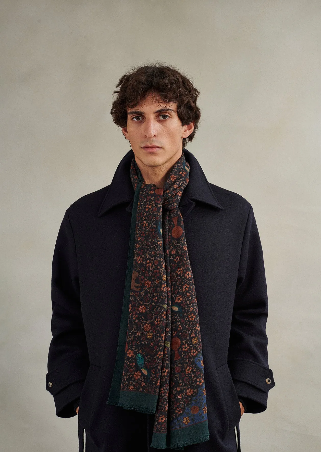 Fringed printed scarf