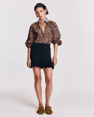 Blouse Camille léopard et rayures bleu — photo 3