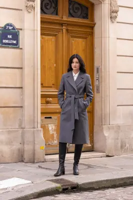 Giselle Wrap Coat - Grey — photo 2