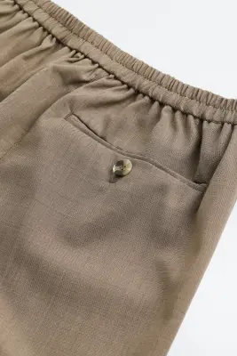Pantalon habillé en laine mélangée - Beige foncé — photo 2