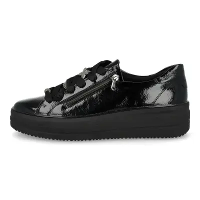 Baskets Remonte D1C09-00 Noires - Cuir Verni Lacets Zip Grande Pointure Femme — photo 2