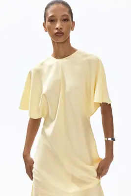 Robe midi en satin - Jaune clair — photo 1