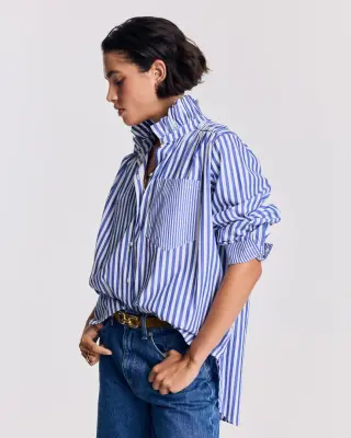 Chemise Léonor rayures blanc et bleu — photo 3