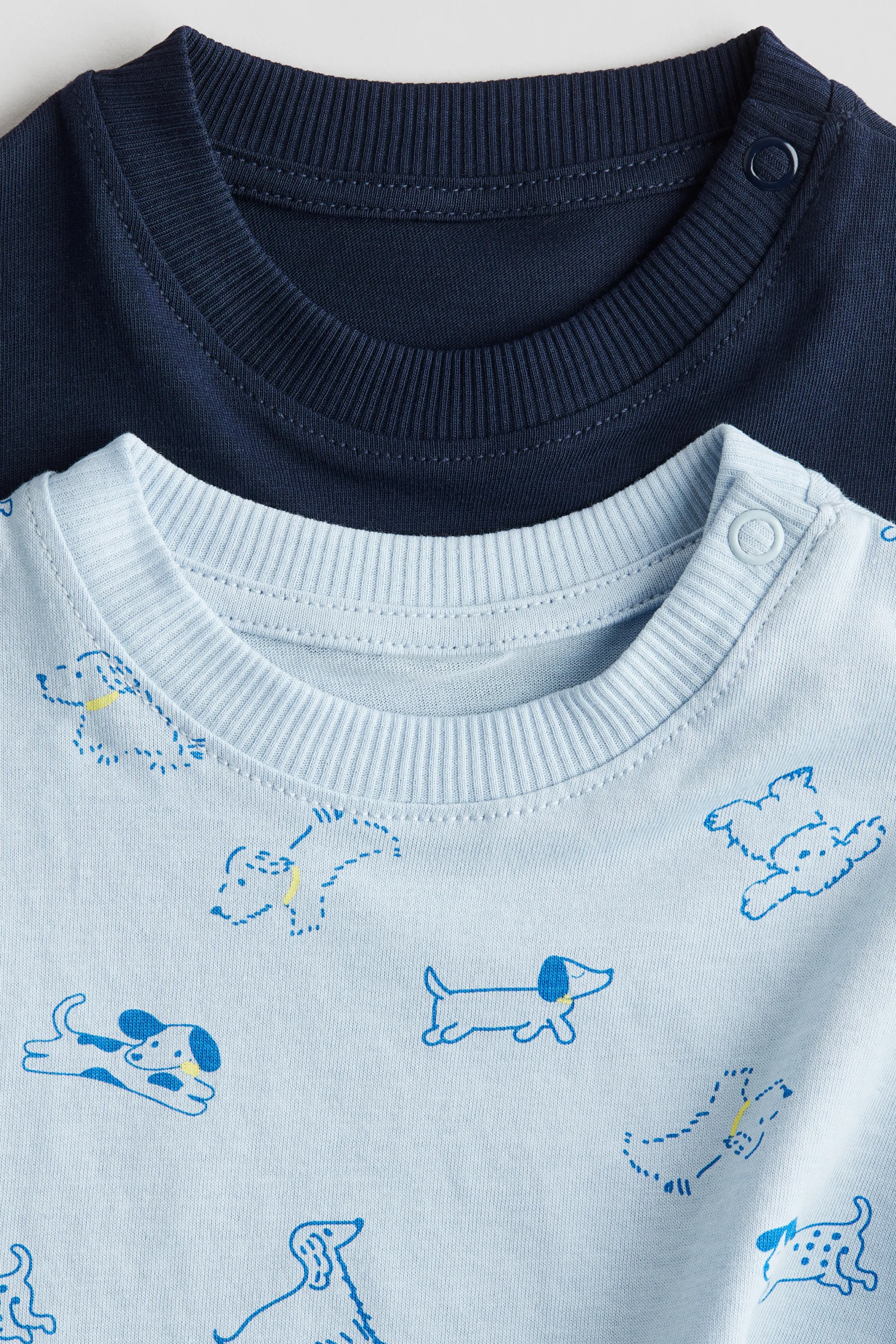 Lot de 2 T-shirts en coton - Bleu/chiens
