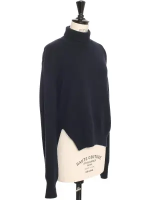 Pull col roulé en cachemire bleu marine prix boutique 1300€ taille M — photo 3