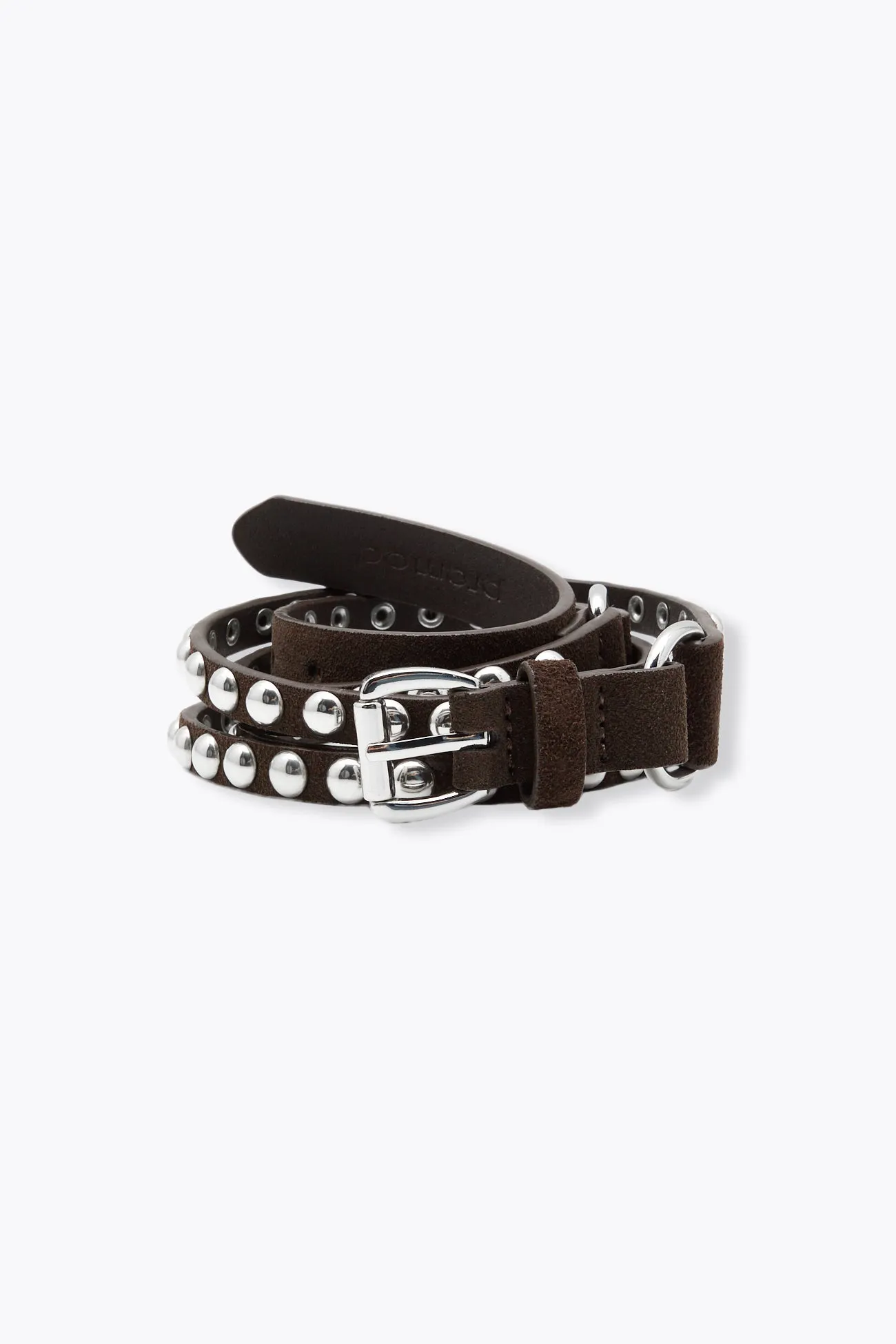Ceinture cloutée en cuir suédé