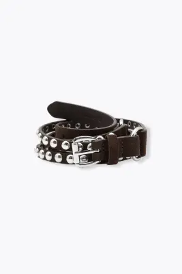 Ceinture cloutée en cuir suédé