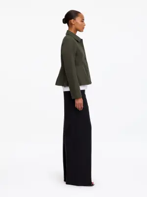 Veste en toile de coton à ourlet évasé - Vert kaki — photo 1