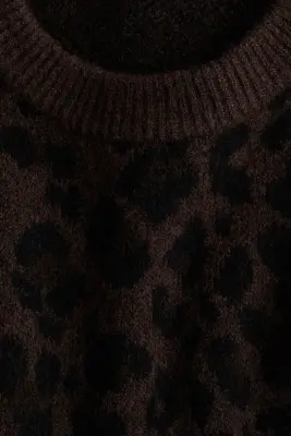 Pull en maille jacquard - Marron foncé/imprimé léopard — photo 2