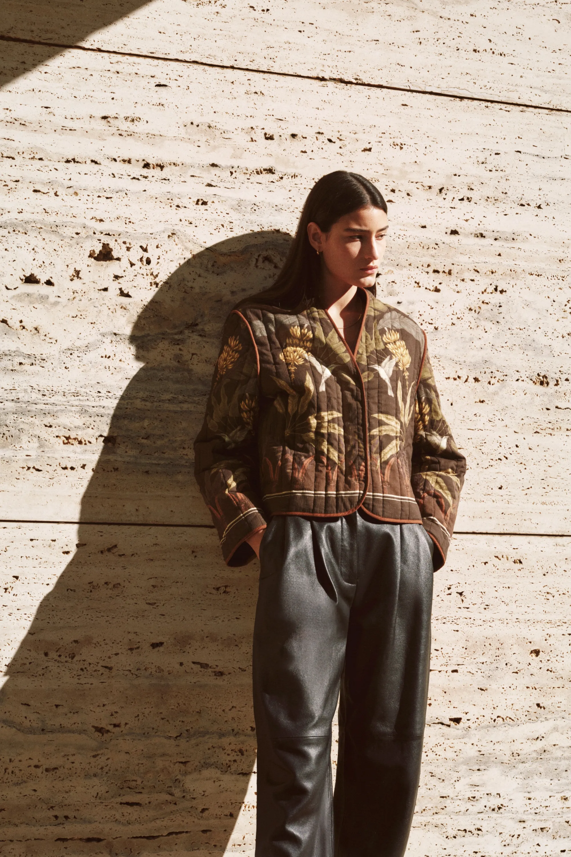 Veste matelassée THERMOLITE® - Marron foncé/plantes