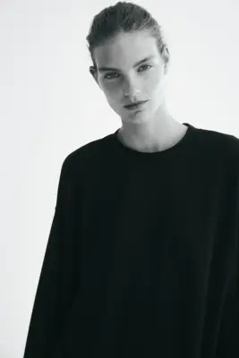 Long-sleeved cotton top - Noir — photo 2