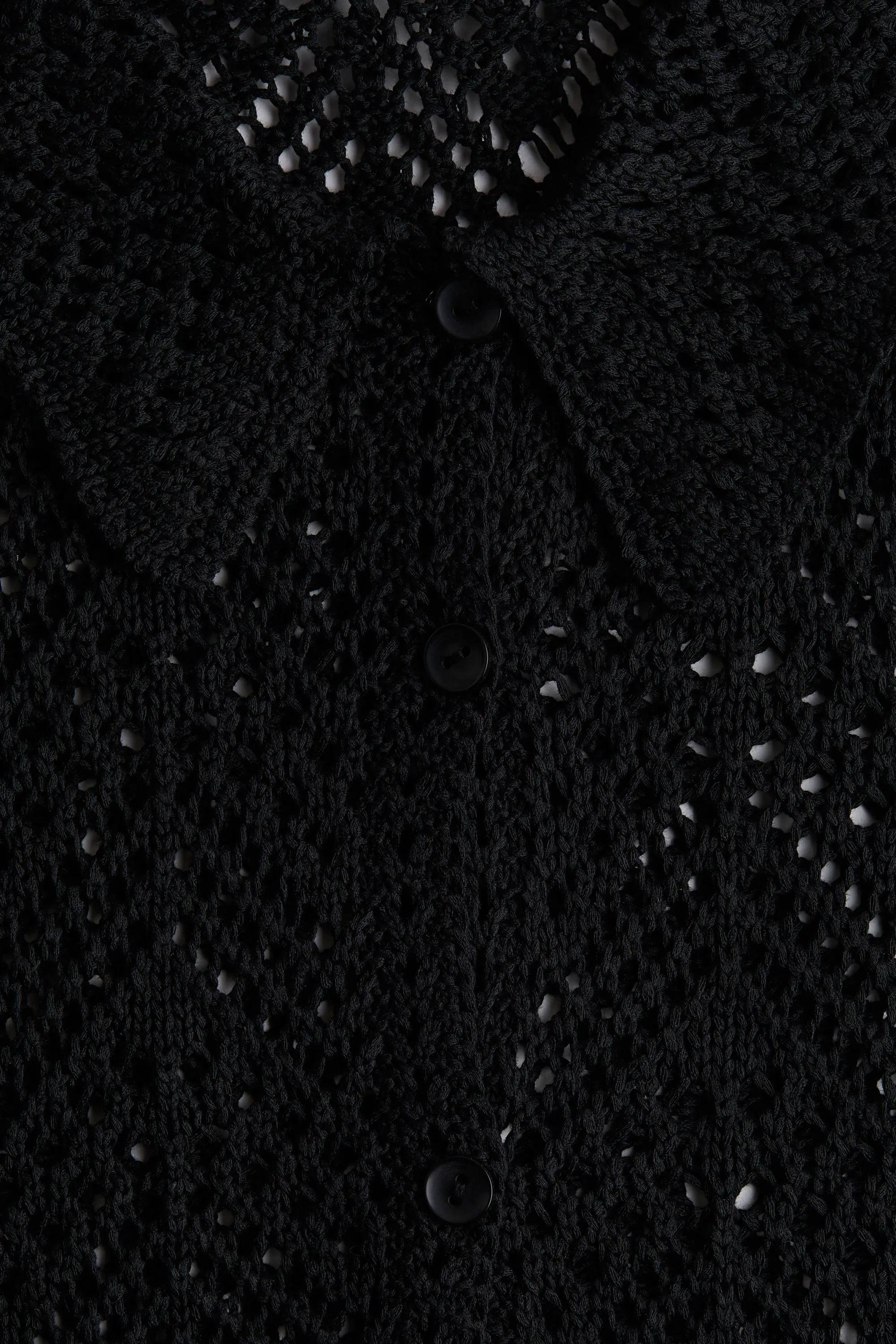 Chemise à manches courtes en maille pointelle - Noir