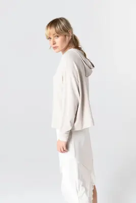 Sweat Beige Col Rond Manches Longues en Viscose / Elasthanne — photo 2