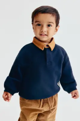 Polo de rugby en molleton - Bleu marine — photo 1