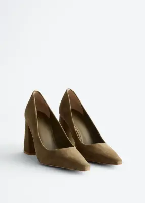 Escarpins en cuir à talons épais - Vert kaki — photo 2