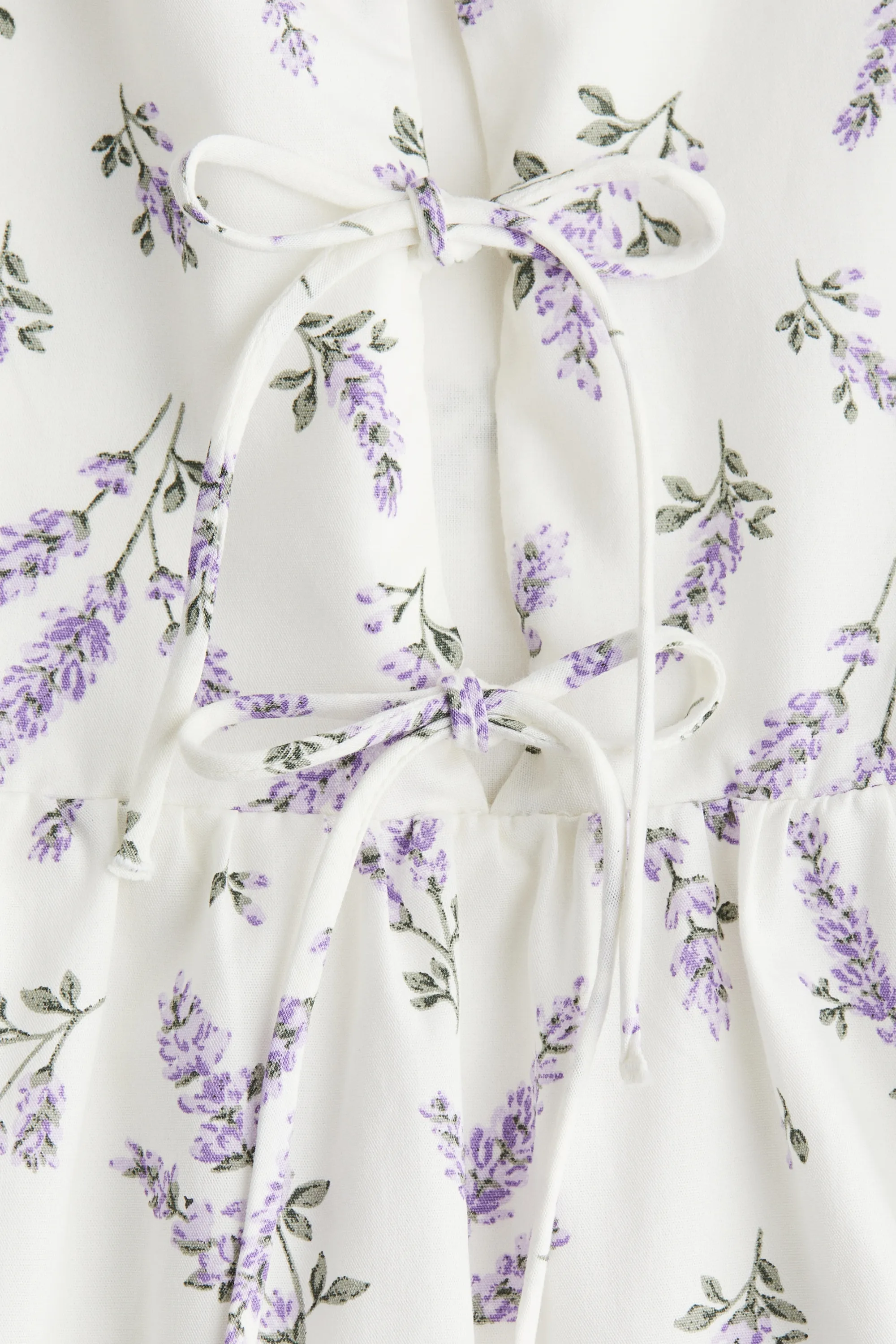 Robe en popeline avec détails noués - Blanc/fleuri