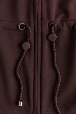 Sweat zippé avec cordon de serrage - Marron foncé — photo 4