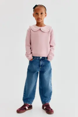 Pull à col Claudine - Rose ancien clair/fleurs — photo 2