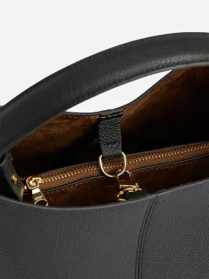 Petit sac seau en cuir - Noir — photo 3
